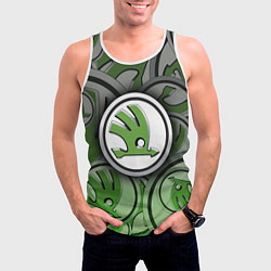 Майка-безрукавка мужская Skoda Carbone Pattern, цвет: 3D-белый — фото 2