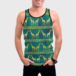 Майка-безрукавка мужская Золотые жирафы паттерн, цвет: 3D-черный — фото 2