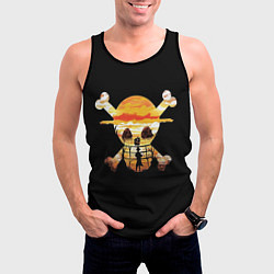 Майка-безрукавка мужская One Piece череп, цвет: 3D-черный — фото 2