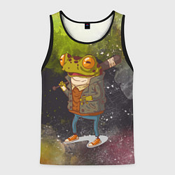Майка-безрукавка мужская Лягушка хулиган Frog hooligan, цвет: 3D-черный