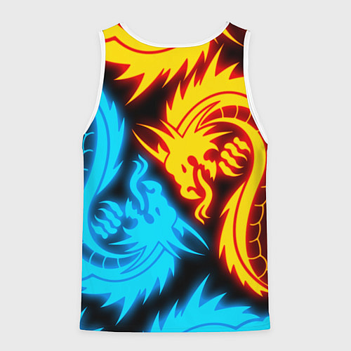 Мужская майка без рукавов НЕОНОВЫЕ ДРАКОНЫ NEON DRAGONS / 3D-Белый – фото 2