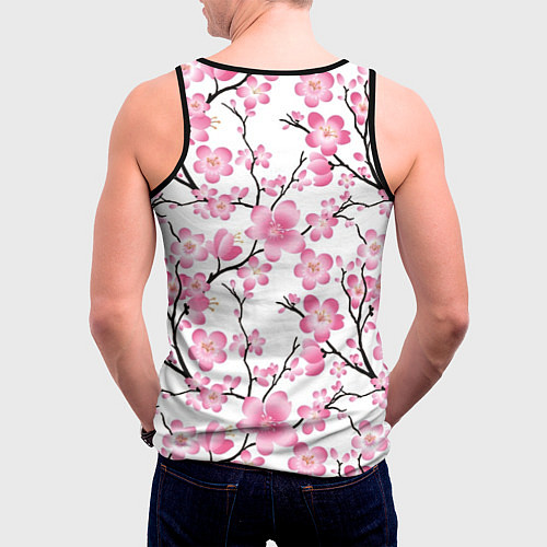 Мужская майка без рукавов Весенняя сакура / 3D-Черный – фото 4