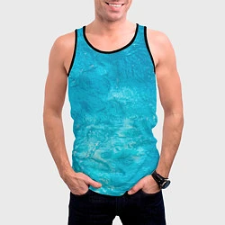 Майка-безрукавка мужская Голубой океан Голубая вода, цвет: 3D-черный — фото 2
