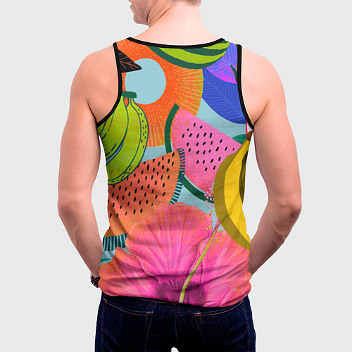 Мужская майка без рукавов Лето хипстера / 3D-Черный – фото 4