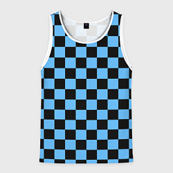 Майка-безрукавка мужская Шахматная доска Синяя, цвет: 3D-белый
