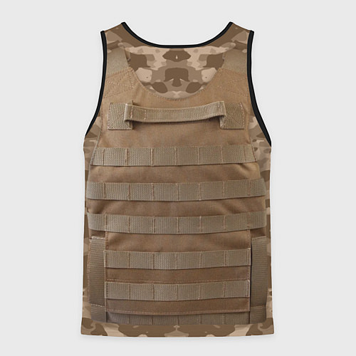 Мужская майка без рукавов Бронежилет: коричневый камуфляж / 3D-Черный – фото 2