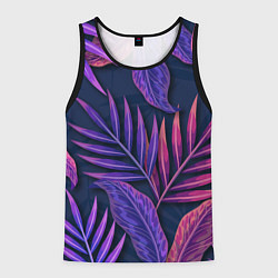 Майка-безрукавка мужская Neon Tropical plants pattern, цвет: 3D-черный