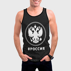 Майка-безрукавка мужская РОССИЯ - ГЕРБ Потертости, цвет: 3D-черный — фото 2
