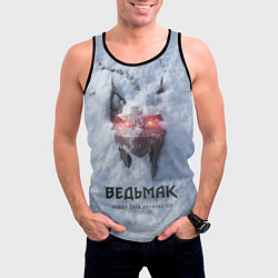 Майка-безрукавка мужская Волк на снегу Ведьмак 4, цвет: 3D-черный — фото 2