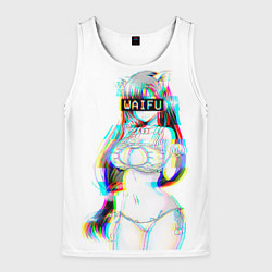 Майка-безрукавка мужская Кошкодевочка Waifu, цвет: 3D-белый