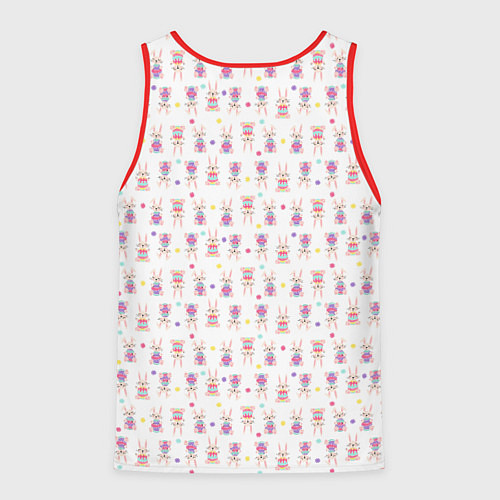 Мужская майка без рукавов Веселые кролики с пасхальными яйцами / 3D-Красный – фото 2