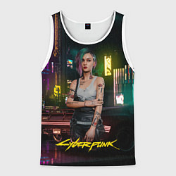 Майка-безрукавка мужская Judy cyberpunk2077, цвет: 3D-белый