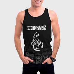 Майка-безрукавка мужская Scorpions логотипы рок групп, цвет: 3D-черный — фото 2