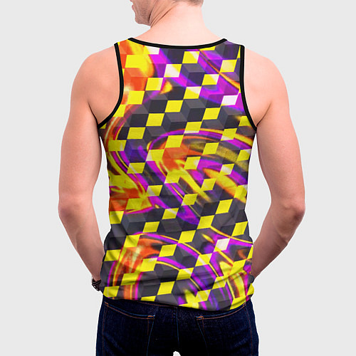Мужская майка без рукавов Черно-желтые кубы / 3D-Черный – фото 4