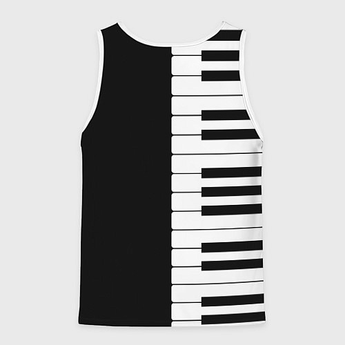 Мужская майка без рукавов Черно-Белое Пианино Piano / 3D-Белый – фото 2
