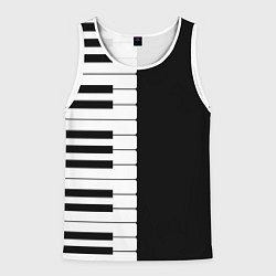 Майка-безрукавка мужская Черно-Белое Пианино Piano, цвет: 3D-белый