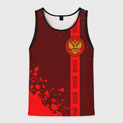 Мужская майка без рукавов РОССИЯ - ГЕРБ - Брызги Полоса