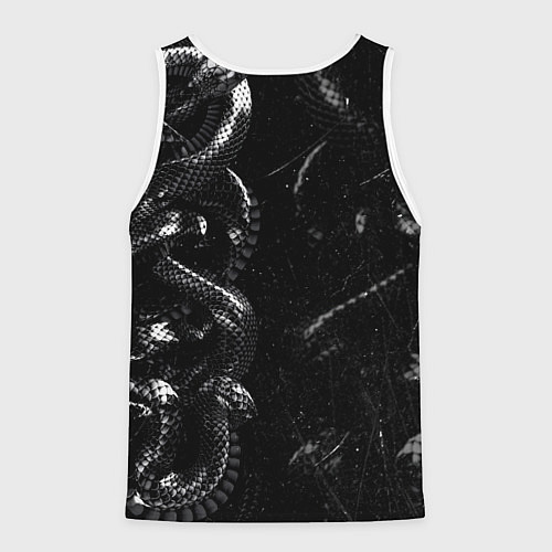 Мужская майка без рукавов Змеиный Паттерн Snake Black / 3D-Белый – фото 2