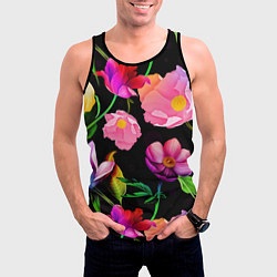 Майка-безрукавка мужская Цветочный узор Floral pattern, цвет: 3D-черный — фото 2