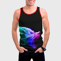 Майка-безрукавка мужская Wolf Grin Волк Оскал Неон Neon, цвет: 3D-красный — фото 2