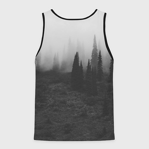 Мужская майка без рукавов Туманный лес - туман / 3D-Черный – фото 2