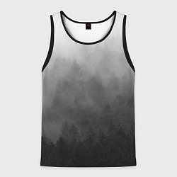 Майка-безрукавка мужская Темный лес - туман, цвет: 3D-черный