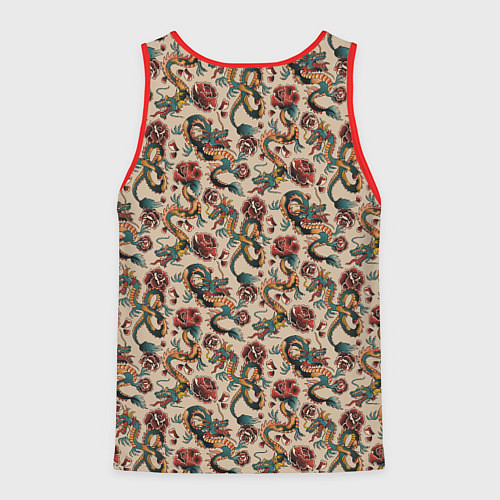 Мужская майка без рукавов ДРАКОН И РОЗА / 3D-Красный – фото 2