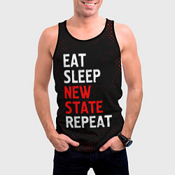 Майка-безрукавка мужская Eat Sleep New State Repeat - Потертости, цвет: 3D-черный — фото 2