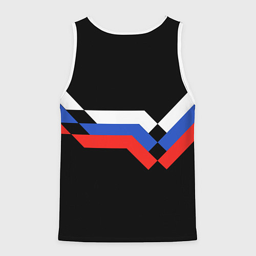 Мужская майка без рукавов РОССИЯ ТРИКОЛОР ЛИНИИ / 3D-Белый – фото 2