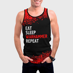 Майка-безрукавка мужская Eat Sleep Warhammer Repeat - Спрей, цвет: 3D-черный — фото 2