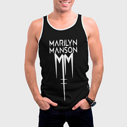 Майка-безрукавка мужская Marilyn manson rock n roll, цвет: 3D-белый — фото 2