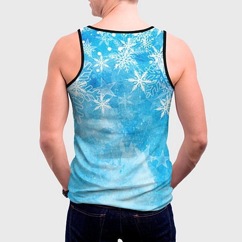Мужская майка без рукавов Новогодние снежинки / 3D-Черный – фото 4