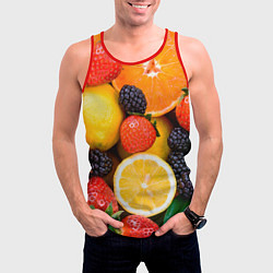 Майка-безрукавка мужская ИЗОБИЛИЕ ФРУКТОВ, цвет: 3D-красный — фото 2