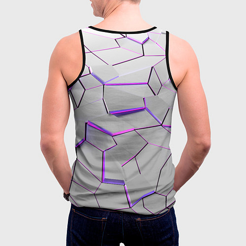 Мужская майка без рукавов 3д плиты - белый неон / 3D-Черный – фото 4