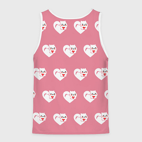 Мужская майка без рукавов Орнамент сердце кот / 3D-Белый – фото 2