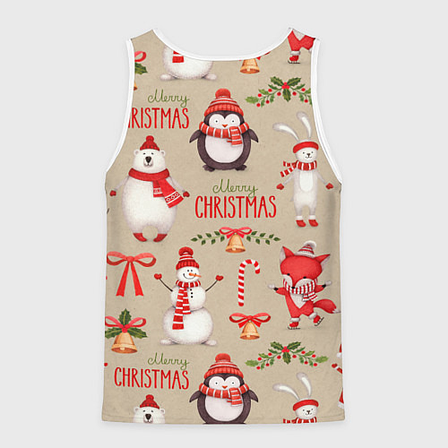 Мужская майка без рукавов СЧАСТЛИВОГО РОЖДЕСТВА MERRY CHRISTMAS / 3D-Белый – фото 2