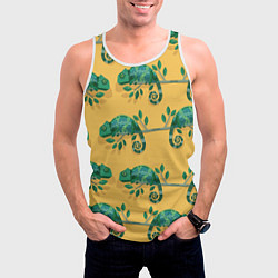 Майка-безрукавка мужская Хамелеон принт, цвет: 3D-белый — фото 2