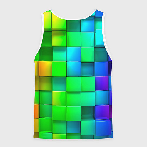 Мужская майка без рукавов РАЗНОЦВЕТНЫЕ КУБИКИ MULTICOLORED CUBES / 3D-Белый – фото 2