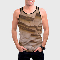 Майка-безрукавка мужская Рельефные скалы Relief rocks, цвет: 3D-черный — фото 2