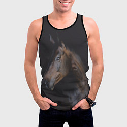 Майка-безрукавка мужская Лошадь Благородство, цвет: 3D-черный — фото 2