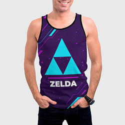 Майка-безрукавка мужская Символ Zelda в неоновых цветах на темном фоне, цвет: 3D-черный — фото 2