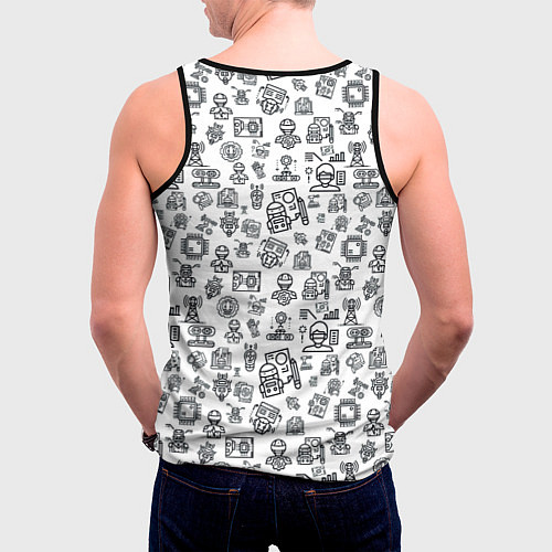 Мужская майка без рукавов ПРОФЕССИЯ РОБОТОТЕХНИКА / 3D-Черный – фото 4