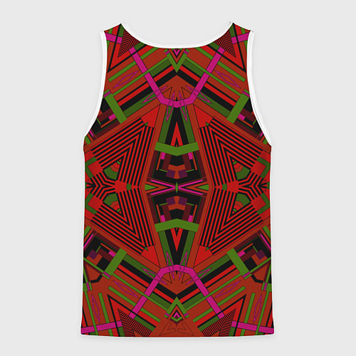 Мужская майка без рукавов Геометрический этнический арабский узор в красно ч / 3D-Белый – фото 2