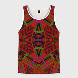 Майка-безрукавка мужская Геометрический этнический арабский узор в красно ч, цвет: 3D-белый
