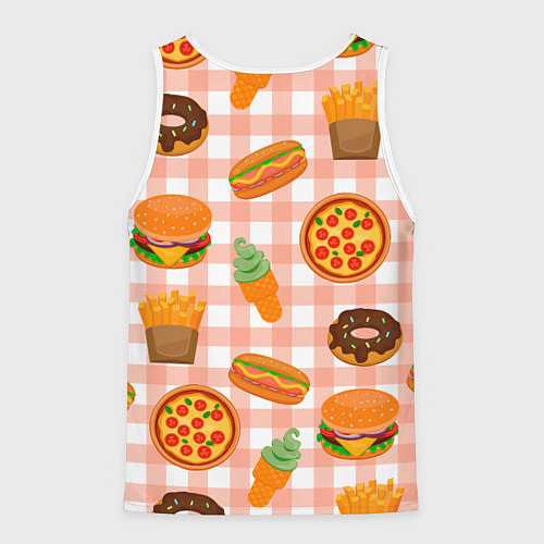 Мужская майка без рукавов PIZZA DONUT BURGER FRIES ICE CREAM pattern / 3D-Белый – фото 2