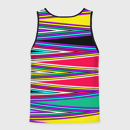 Мужская майка без рукавов Разноцветный радужный полосатый принт / 3D-Черный – фото 2