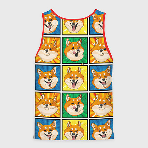 Мужская майка без рукавов Pop art shiba inu / 3D-Красный – фото 2