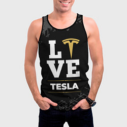 Майка-безрукавка мужская Tesla Love Classic со следами шин на фоне, цвет: 3D-черный — фото 2