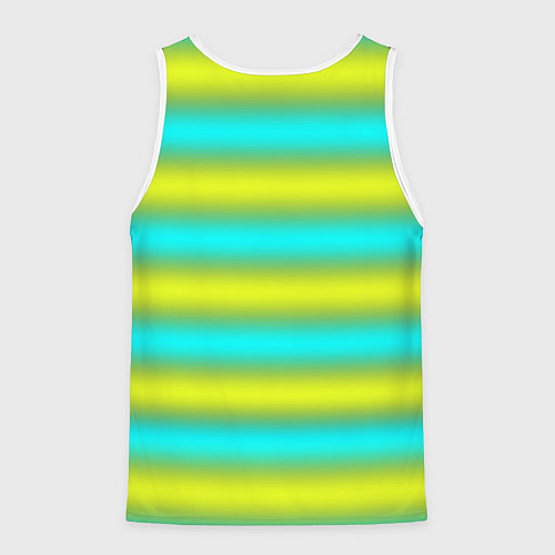 Мужская майка без рукавов Бирюзово-желтые неоновые полосы / 3D-Белый – фото 2