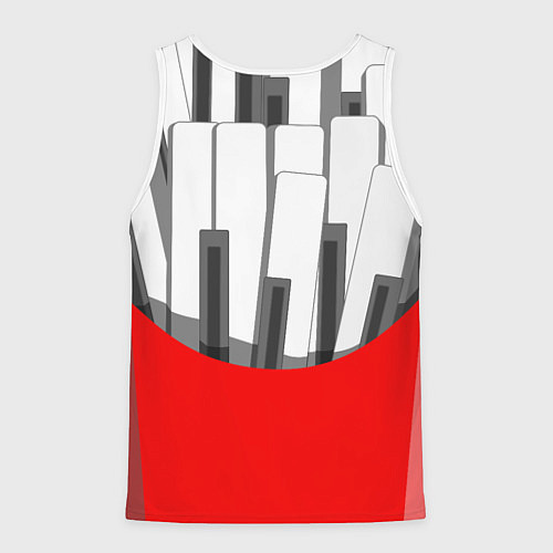 Мужская майка без рукавов Клавиши фортепиано как картошка фри / 3D-Белый – фото 2